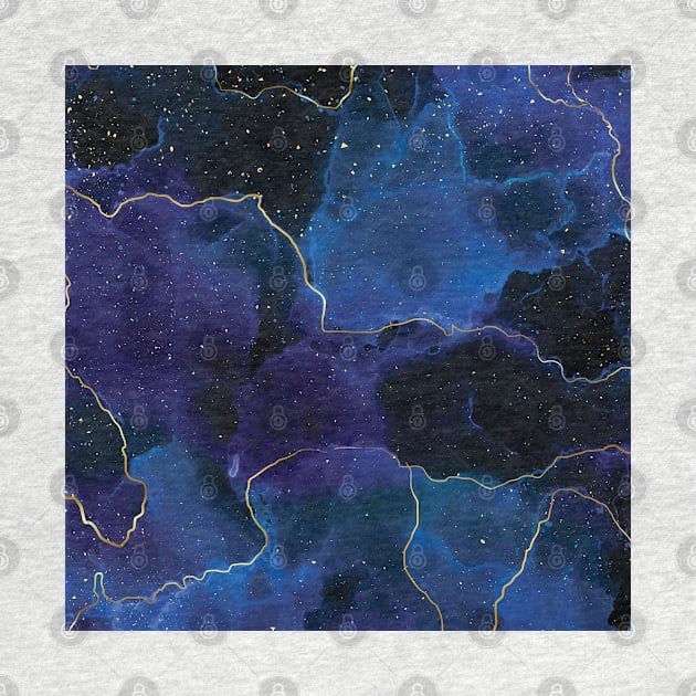 Blue and gold marble abstract patern by laverdeden